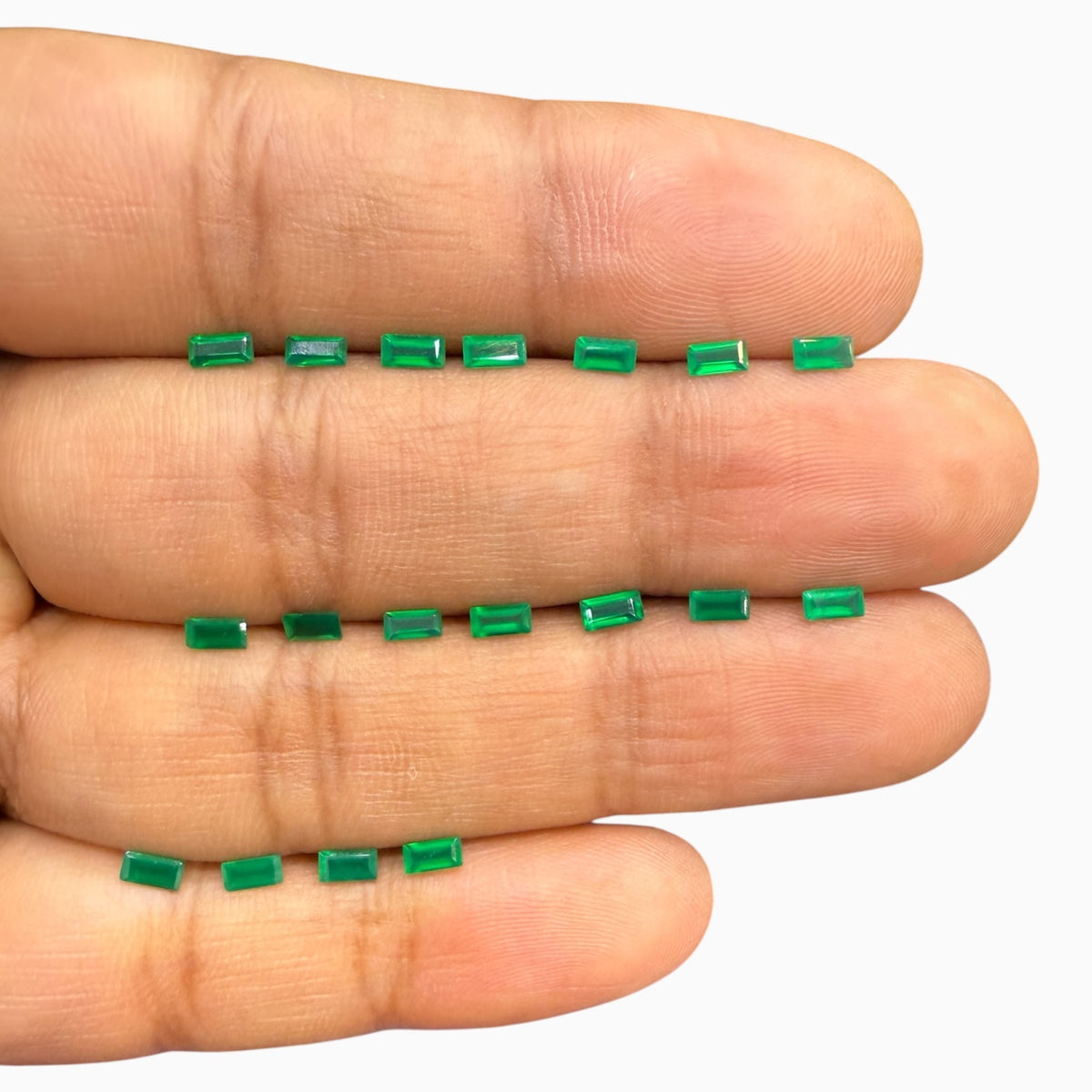 Green Onyx Baguette Cut Stone 4x2 mm Lot For Jewellery 0.11 Carats Per Piece