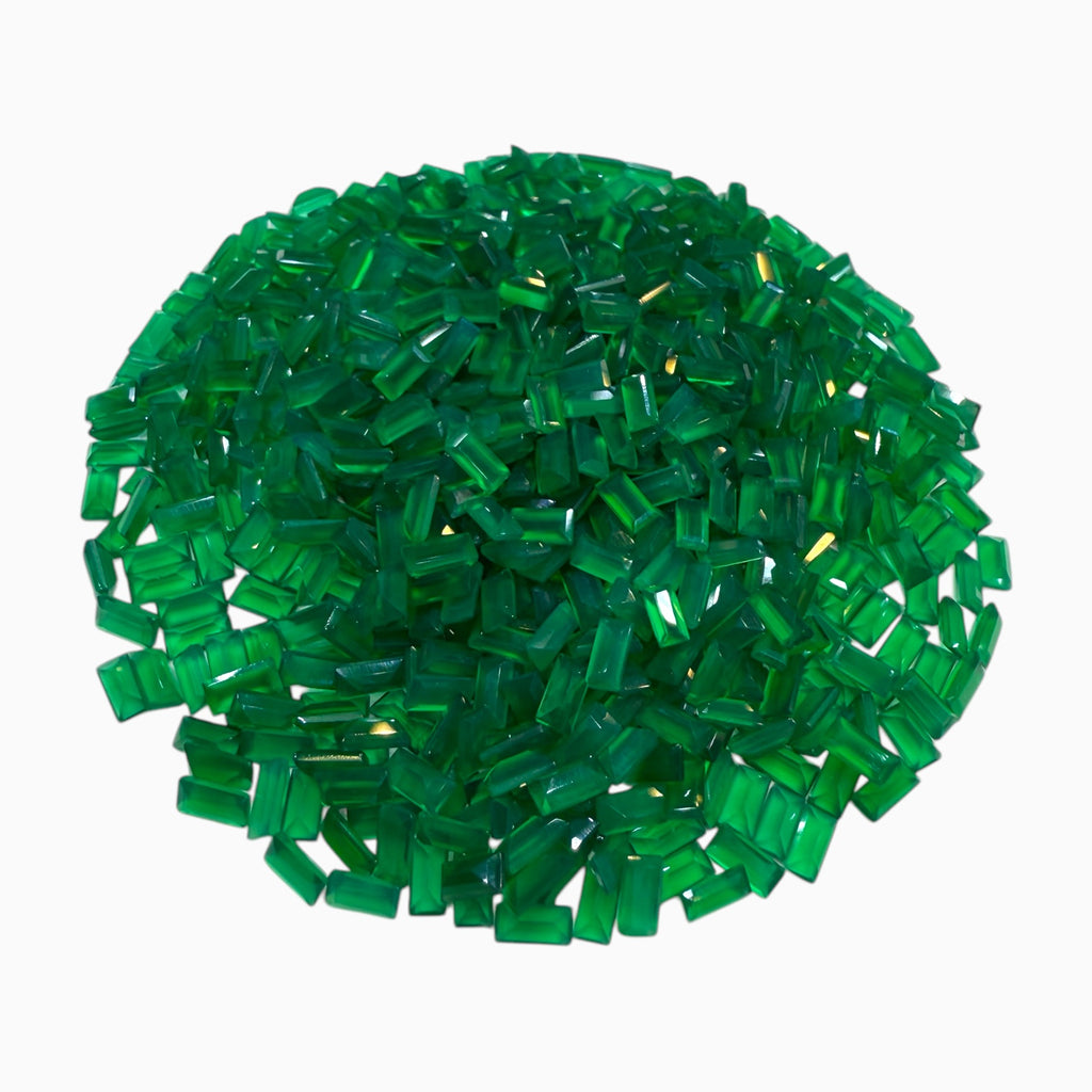 Green Onyx Baguette Cut Stone 4x2 mm Lot For Jewellery 0.11 Carats Per Piece