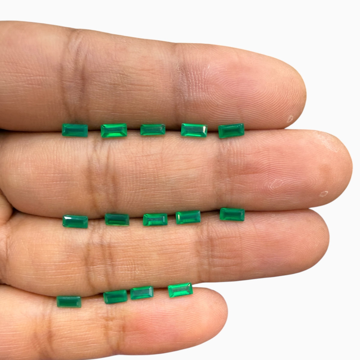 Green Onyx Baguette Cut Stone 5x2.5 mm Lot For Jewellery 0.20 Carats Per Piece