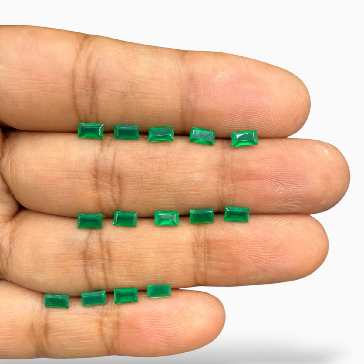 Green Onyx Baguette Cut Stone 5x3 mm Lot For Jewellery 0.30 Carats Per Piece