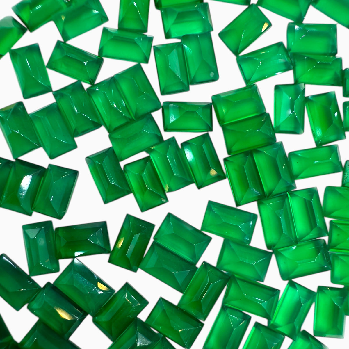 Green Onyx Baguette Cut Stone 5x3 mm Lot For Jewellery 0.30 Carats Per Piece