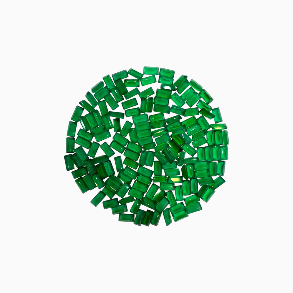 Green Onyx Baguette Cut Stone 6x3 mm Lot For Jewellery 0.34 Carats Per Piece