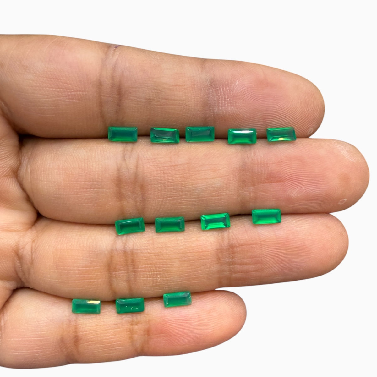 Green Onyx Baguette Cut Stone 6x3 mm Lot For Jewellery 0.34 Carats Per Piece