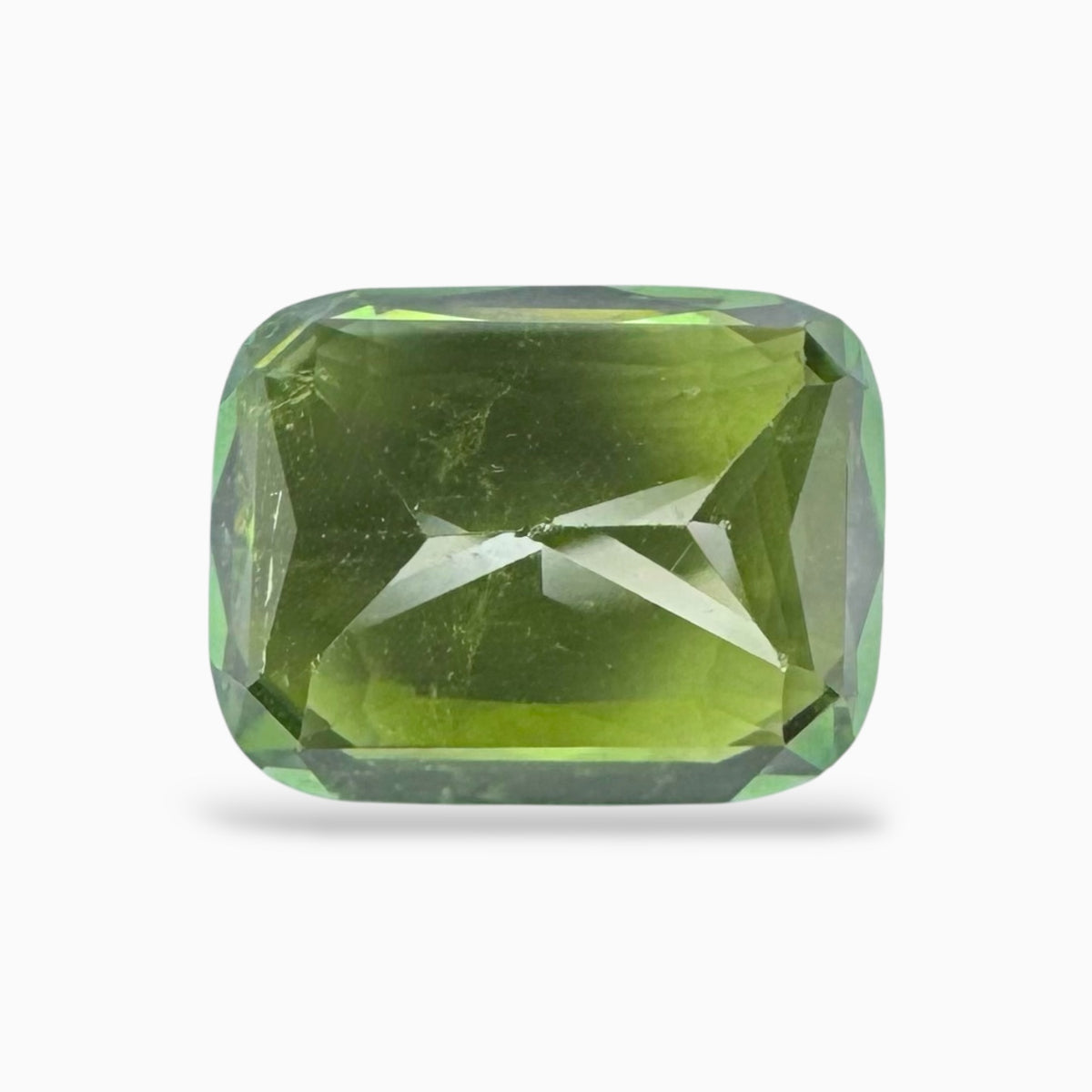 Green Tourmaline Cushion Stone 6.08 Carats 12.68 X 9.75 X 6.37 mm