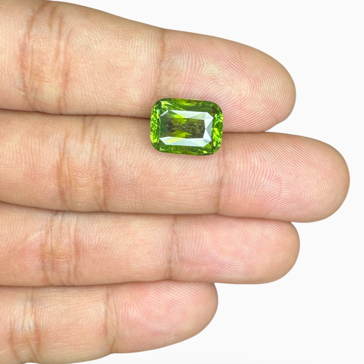 Green Tourmaline Cushion Stone 6.08 Carats 12.68 X 9.75 X 6.37 mm