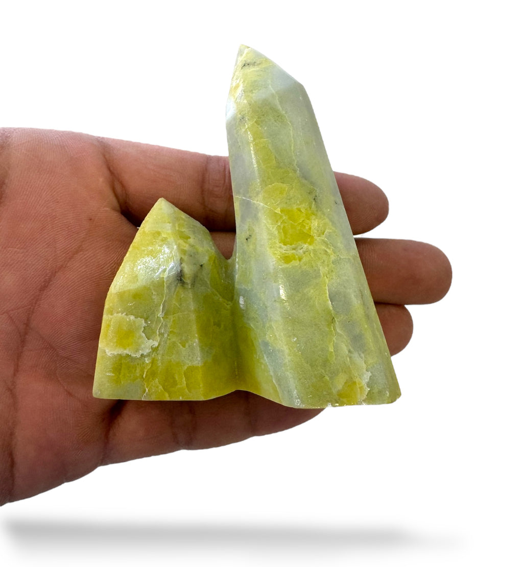 Natural Serpentine Rock Crystal Tower Shape