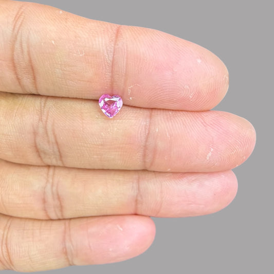 Heart Shape in Pink Sapphire Gemstone 0.56 Carats &  5.2 x 5.4 mm Size