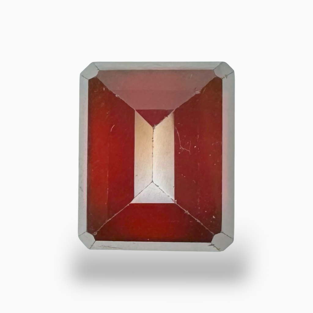 Hessonite Garnet Stone (Gomed) 12.96 Carats Emerald Cut 14x11 mm
