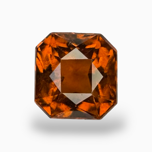 Natural Hessonite Garnet Stone 4.1 Carats OrangeRed Color Asscher Shape 8X7mm