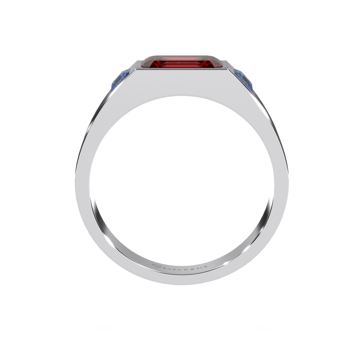 Hessonite Garnet Ring DAdbeh Silver with Blue Topaz