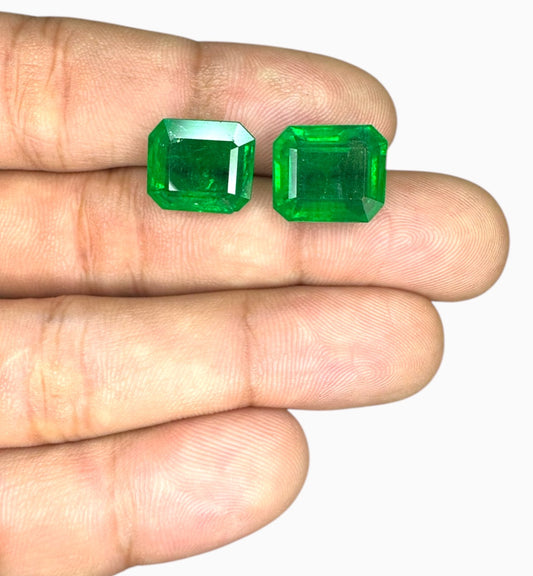 Natural Zambian Emerald Stone 8.27 Carats & 6.80 Carats