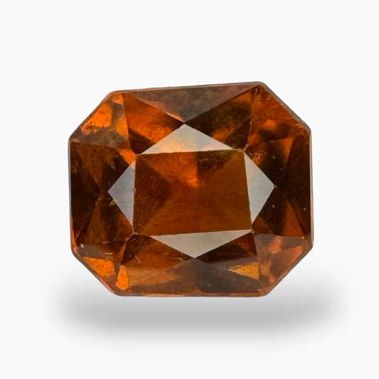 Natural Hessonite Garnet Emerald Cut 3.94 Carats 9X8mm (Gomed Stone)