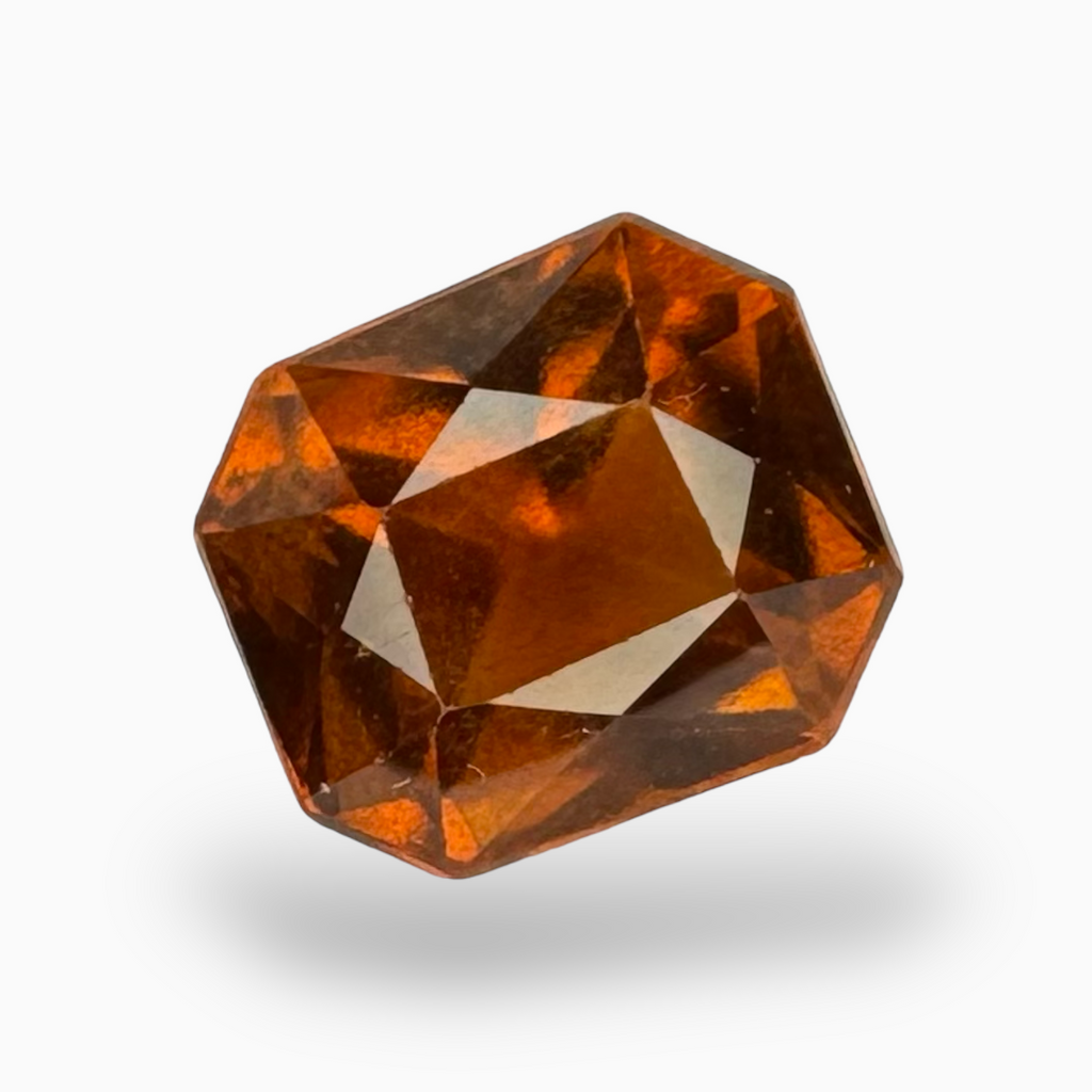 Natural Hessonite Garnet Emerald Cut 3.94 Carats 9X8mm (Gomed Stone)