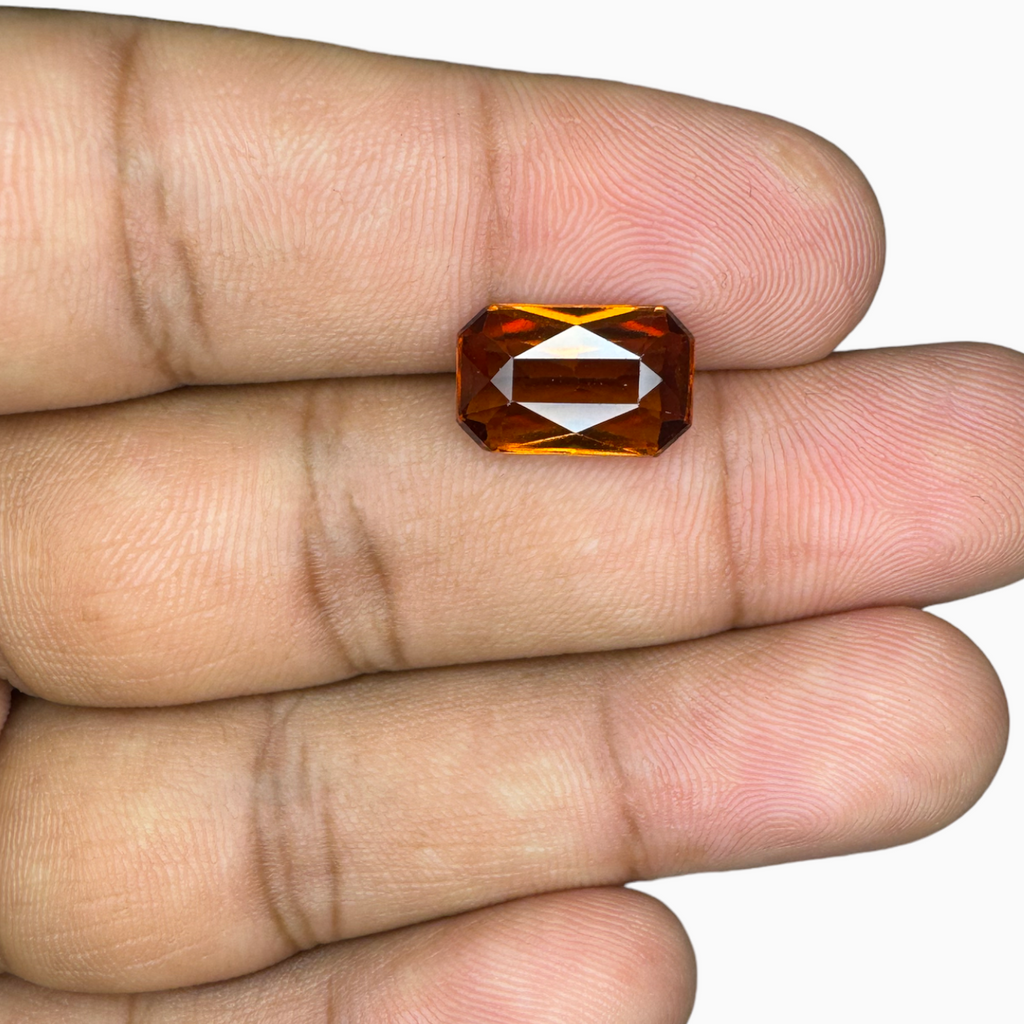 Natural Hessonite Garnet Emerald Cut 4.78 Carats 13X8mm (Gomed Stone)