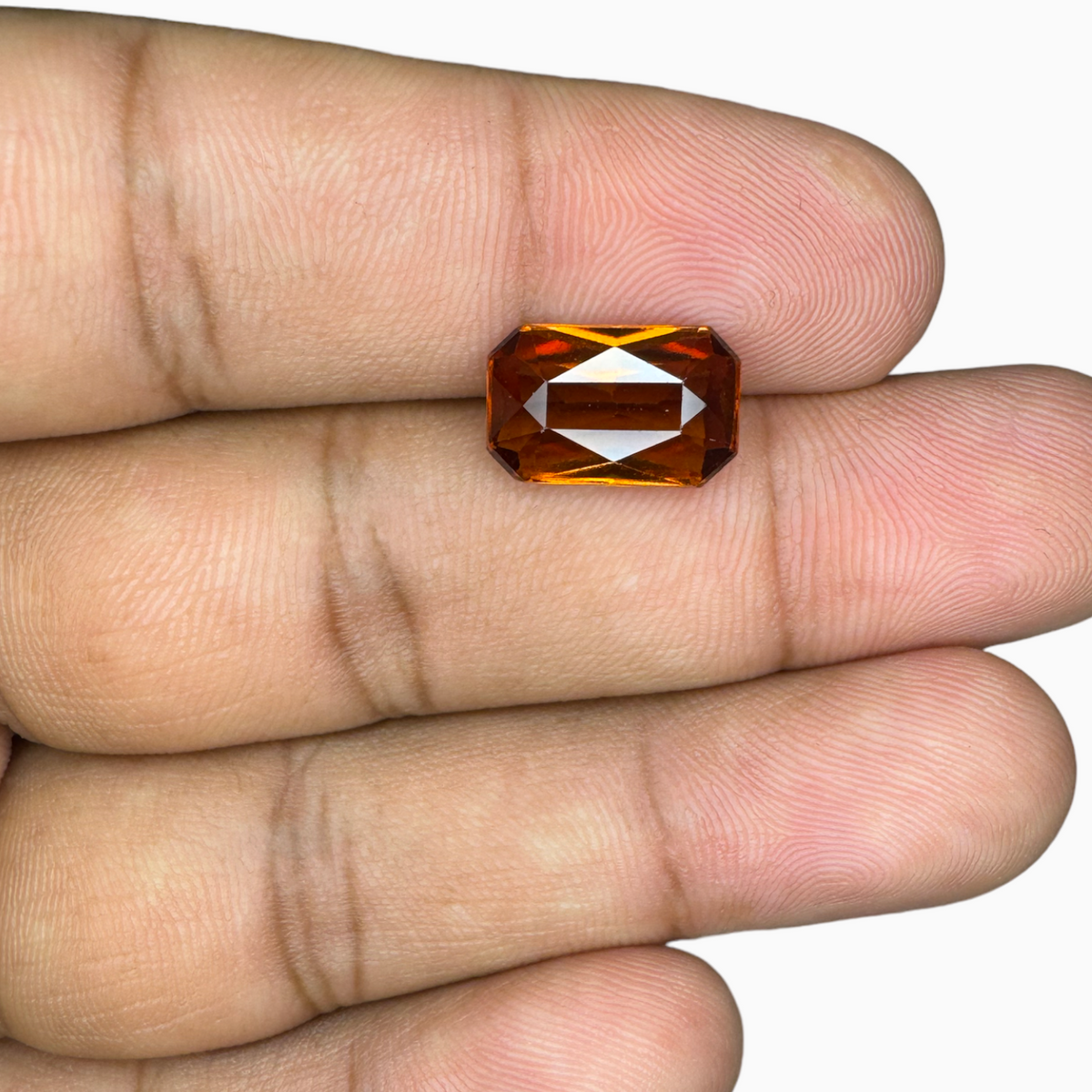 Natural Hessonite Garnet Emerald Cut 4.78 Carats 13X8mm (Gomed Stone)