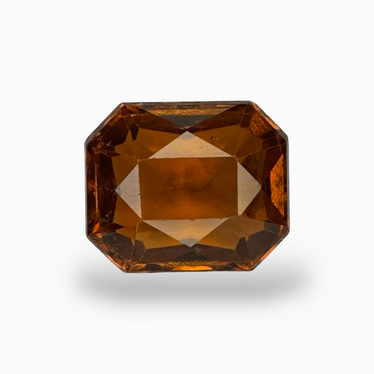 Natural Gomed Stone Hessonite Garnet- 3.67 Carats 8X7mm Emerald Cut