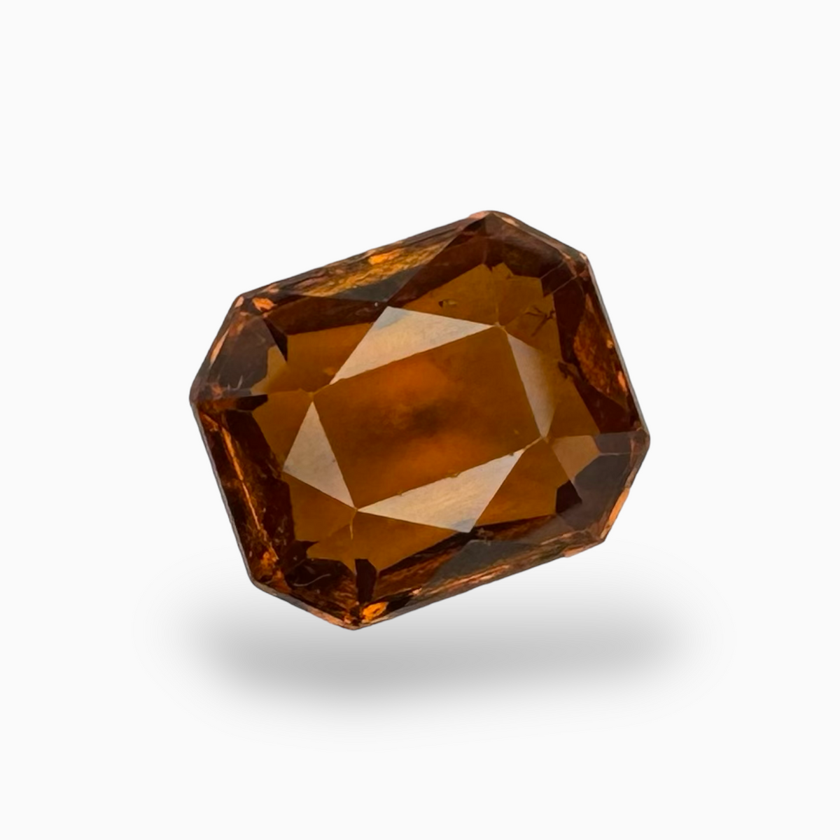 Natural Gomed Stone Hessonite Garnet- 3.67 Carats 8X7mm Emerald Cut