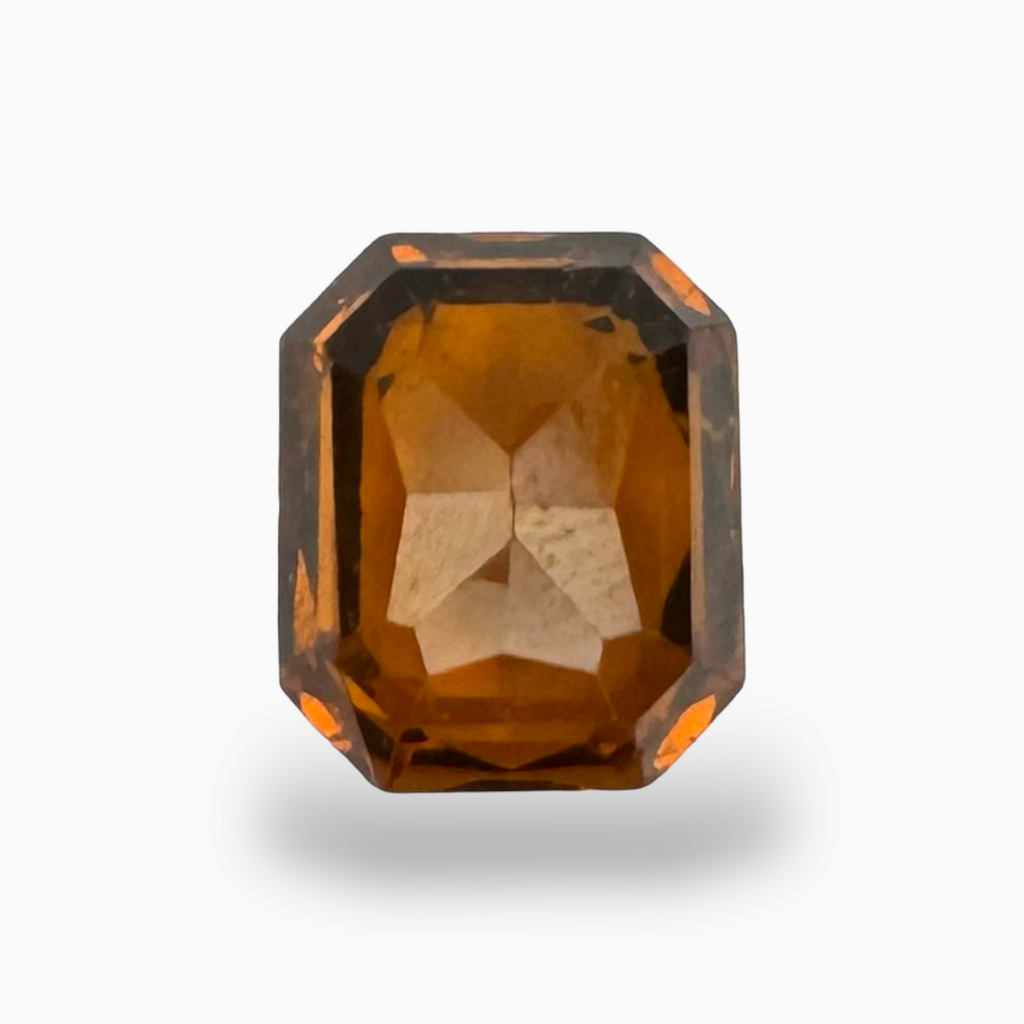 Natural Gomed Stone Hessonite Garnet- 3.67 Carats 8X7mm Emerald Cut
