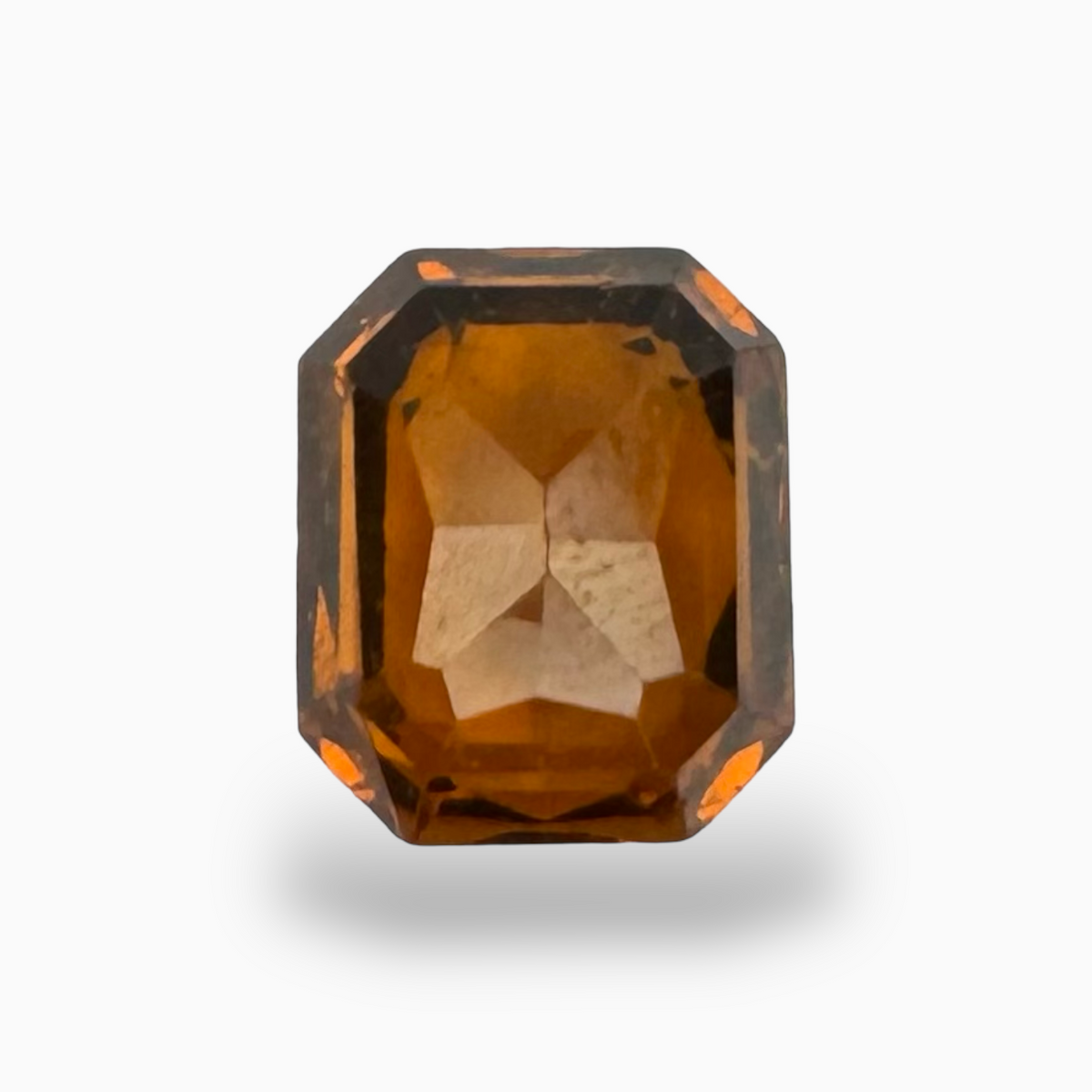 Natural Gomed Stone Hessonite Garnet- 3.67 Carats 8X7mm Emerald Cut