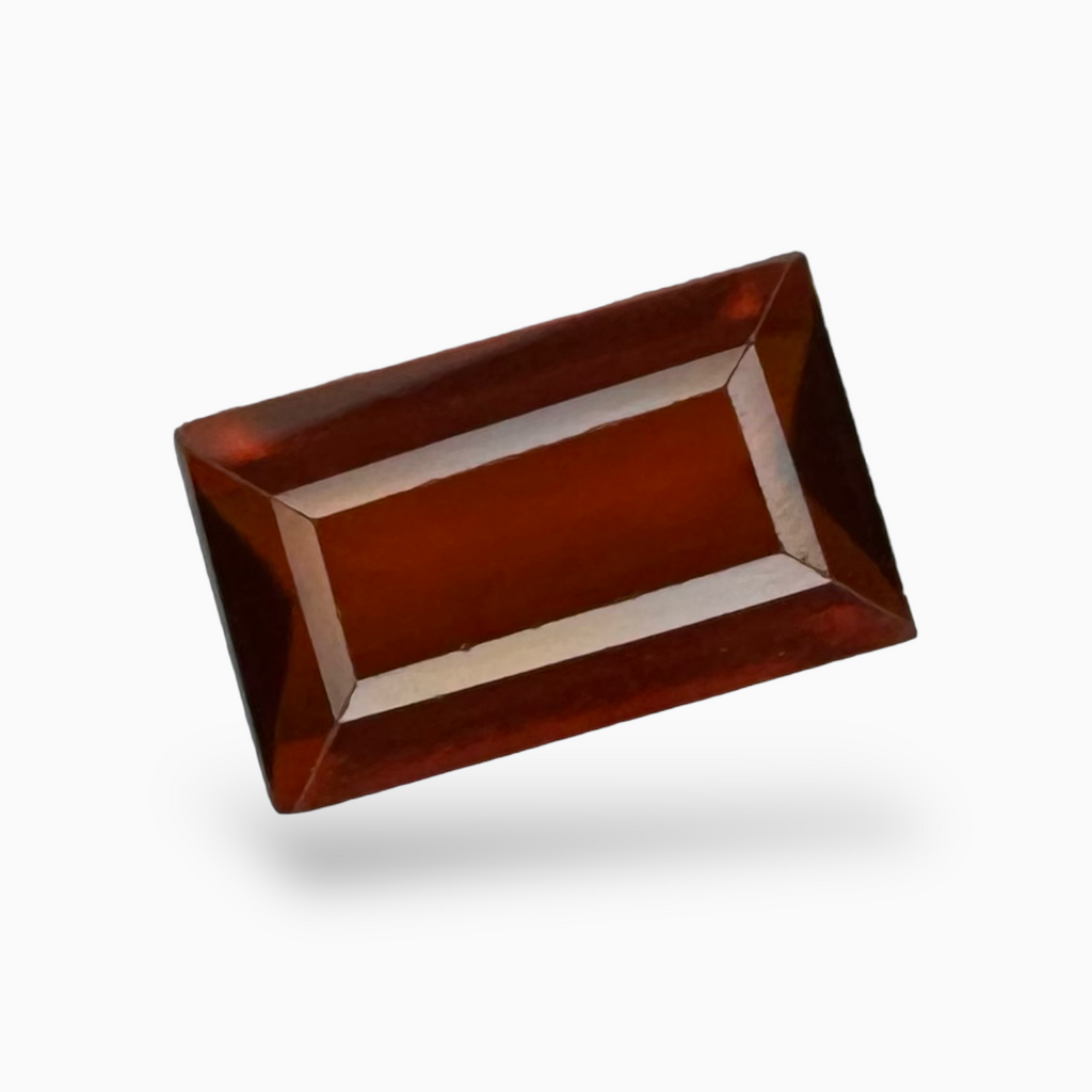 Natural Dark Orange Hessonite Garnet 3.78 Carats Emerald Cut ( 13X8mm )
