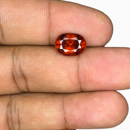 Dark Orange Hessonite Garnet Oval Shape 3.72 Carats 10.5X8mm (Gomed Stone)