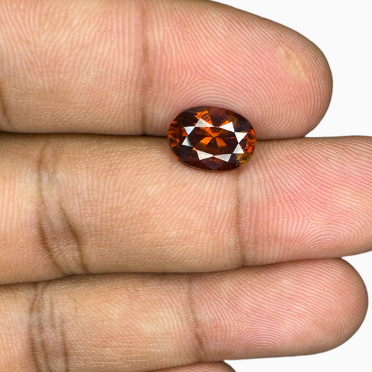 Natural Dark Orange Hessonite Garnet Oval Shape 2.94 Carats 10X7.5mm (Gomed Stone)