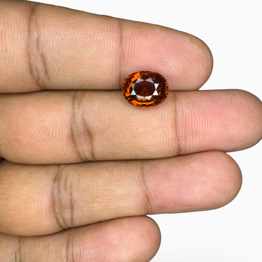 Natural Dark Orange Hessonite Garnet Oval Shape 3.57 Carats 10.3X8mm (Gomed Stone)