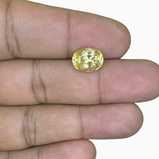 Natural Unheated Yellow Sapphire Stone 3.86 Carats Oval Cut from Srilanka