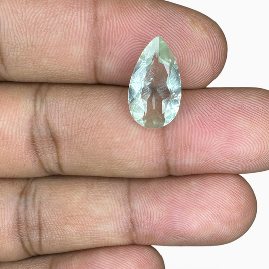 Natural Rose Cut Green Amethyst Stone Pear Shape 3.09 Carats 15X8.5mm