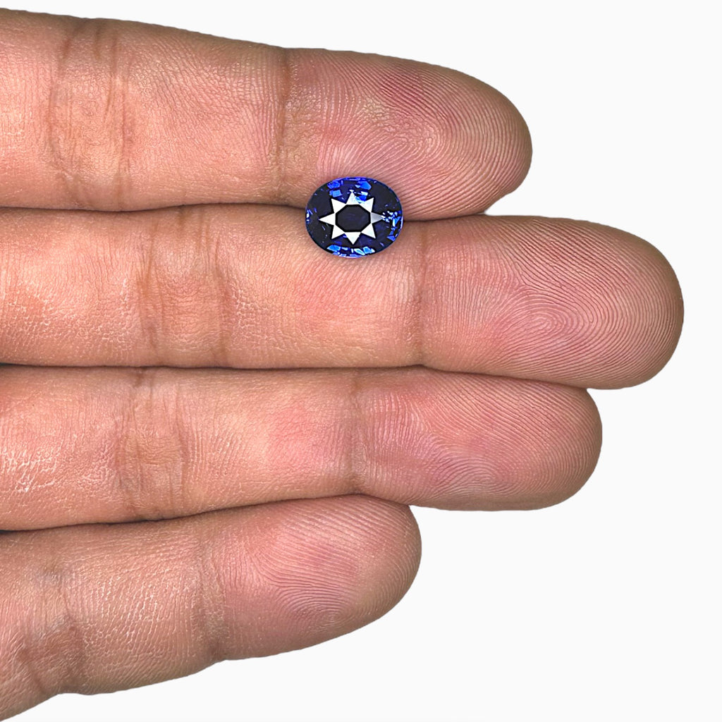 Natural Blue Sapphire Precious Stone Oval Shape 3.26 Carats Size 9.78x7.99x4.72mm
