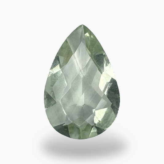 Natural Rose Cut Green Amethyst Stone Pear Shape 5.19 Carats 16.5X11mm