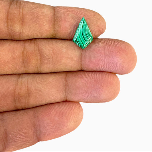 Natural Malachite Stone Fancy Cabochon 4.88 Carats Size 15.2x9.9mm