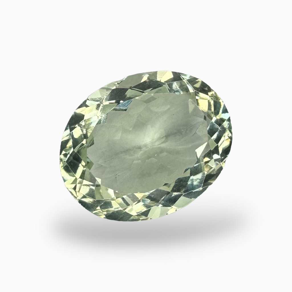 Natural Green Amethyst Stone Olive Color Oval Shape 10.40 Carats 15.5X13.5mm