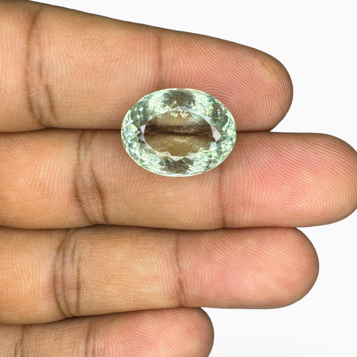 Natural Green Amethyst Stone Oval Shape Olive Color 12.56 Carats 16.8X13mm