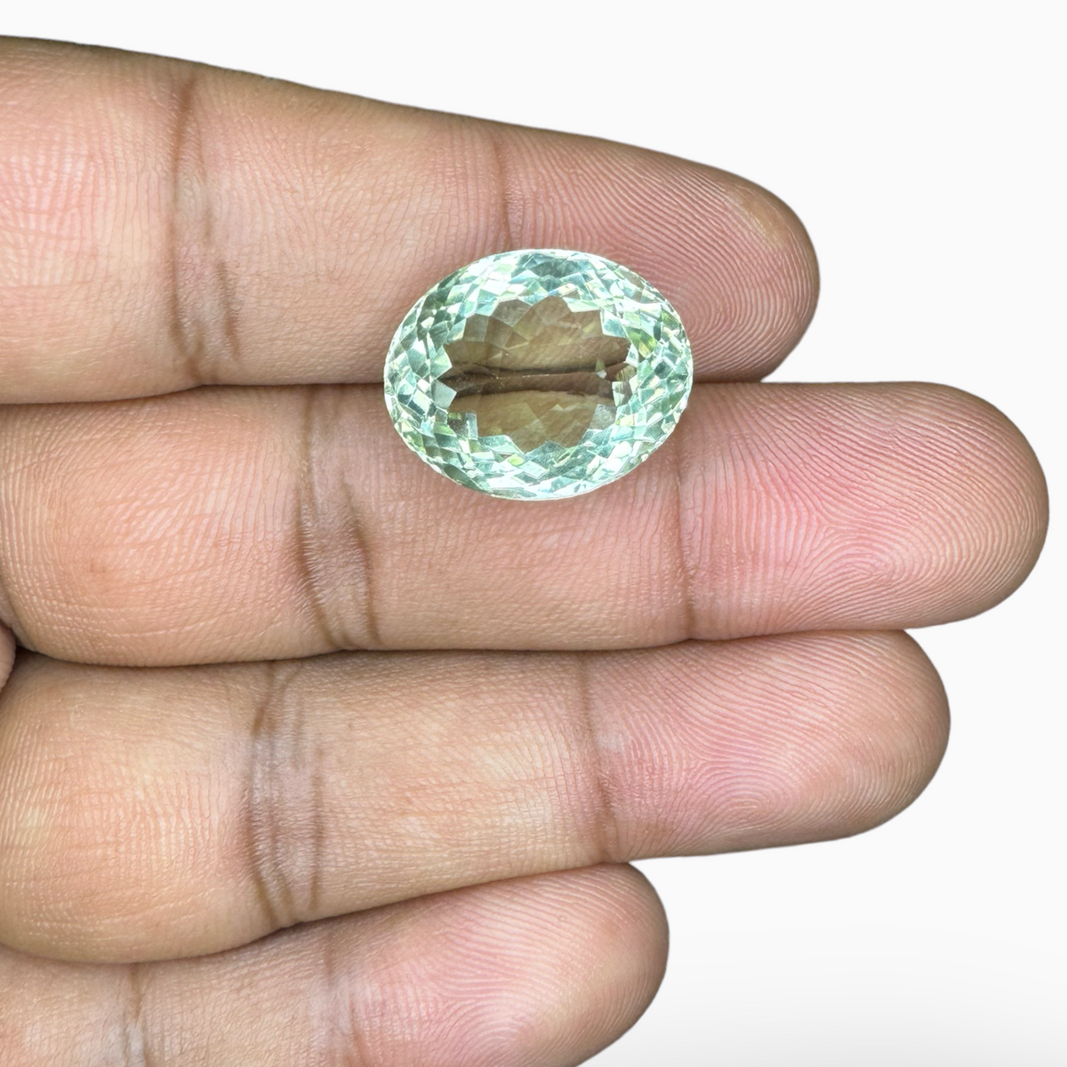 Natural Green Amethyst Stone Oval Shape Olive Color 15.60 Carats 17.6X14.3mm