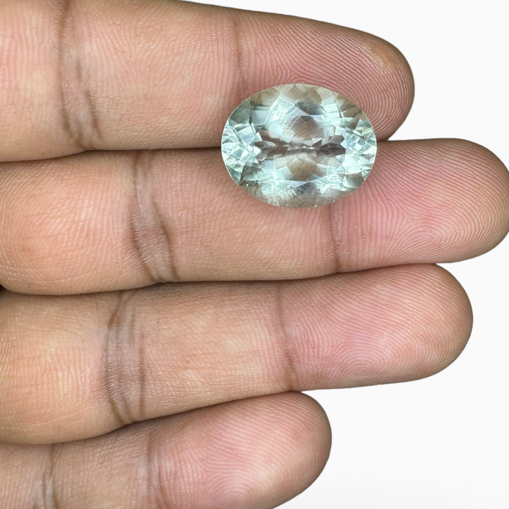 Natural Green Amethyst Stone Oval Shape Olive Color 10.94 Carats 16.8X13.7mm