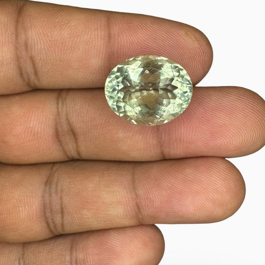 Natural Green Amethyst Stone Olive Color 13.03 Carats Oval Shape 16.3X13mm