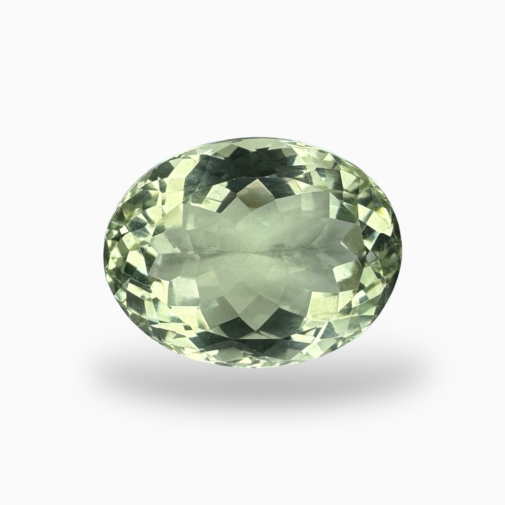 Natural Green Amethyst Stone Olive Color 15.26 Carats Oval Shape 17.3X13.7mm