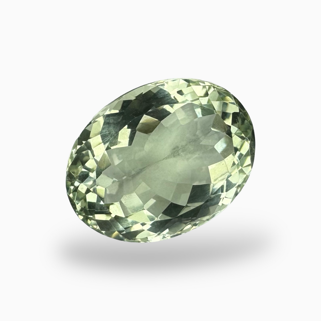 Natural Green Amethyst Stone Olive Color 15.26 Carats Oval Shape 17.3X13.7mm