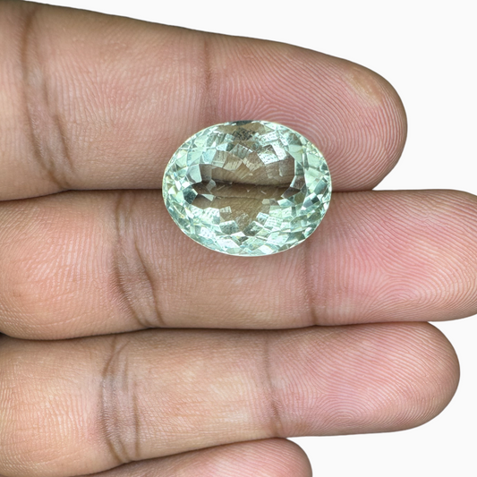 Natural Green Amethyst Stone Olive Color 15.26 Carats Oval Shape 17.3X13.7mm