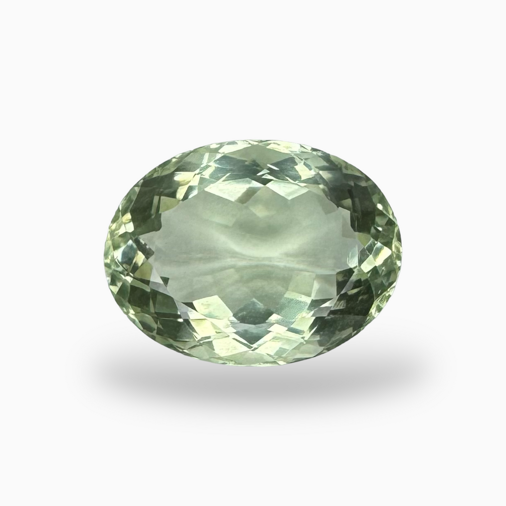 Natural Green Amethyst Stone Oval Shape Olive Color 12.26 Carats 17.5X13.2mm