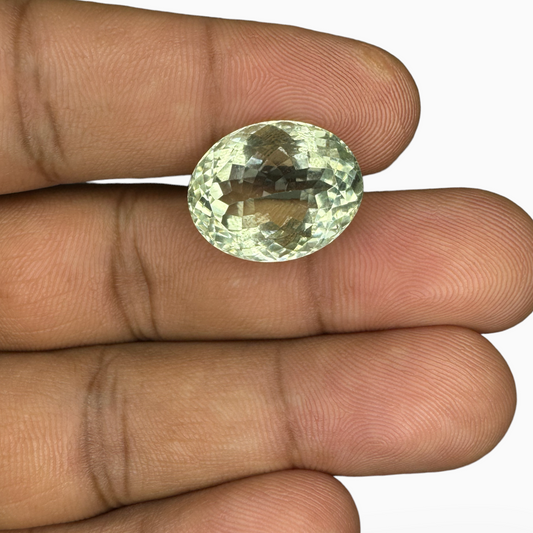 Natural Green Amethyst Stone Oval Shape Olive Color 15.42 Carats 17X14mm