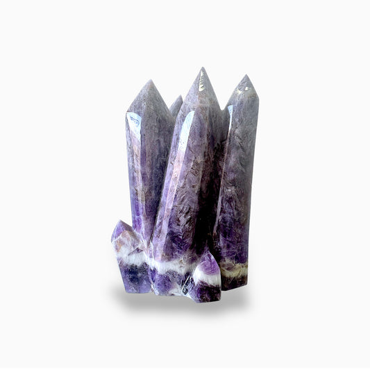 Deep Purple Amethyst Rock Crystal Tower Shape