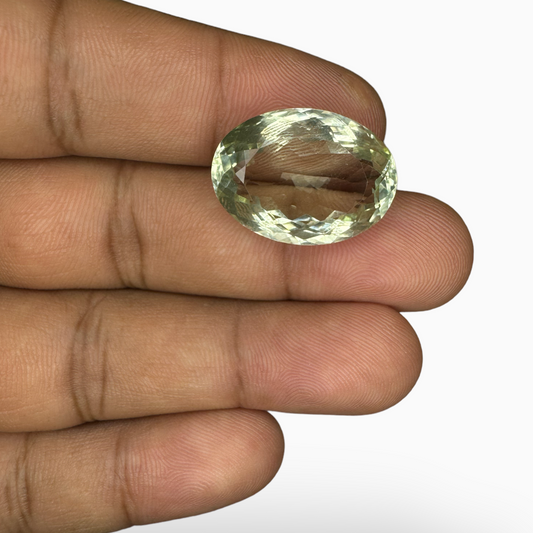 Natural Green Amethyst Stone Oval Shape 14.75 Carat Olive Color 19.5X12.8mm