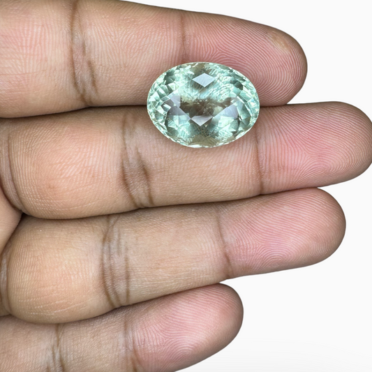 Natural Green Amethyst Stone Oval Shape 16.30 Carat Olive Color 18.3X14.1mm