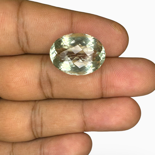 Natural Green Amethyst Stone Oval Shape 16.24 Carat Olive Color 19.4x14.4mm