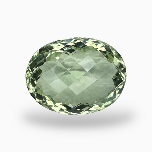 Natural Green Amethyst Stone Oval Shape 17.74 Carat Olive Color Rose Cut 19.6X15.1mm