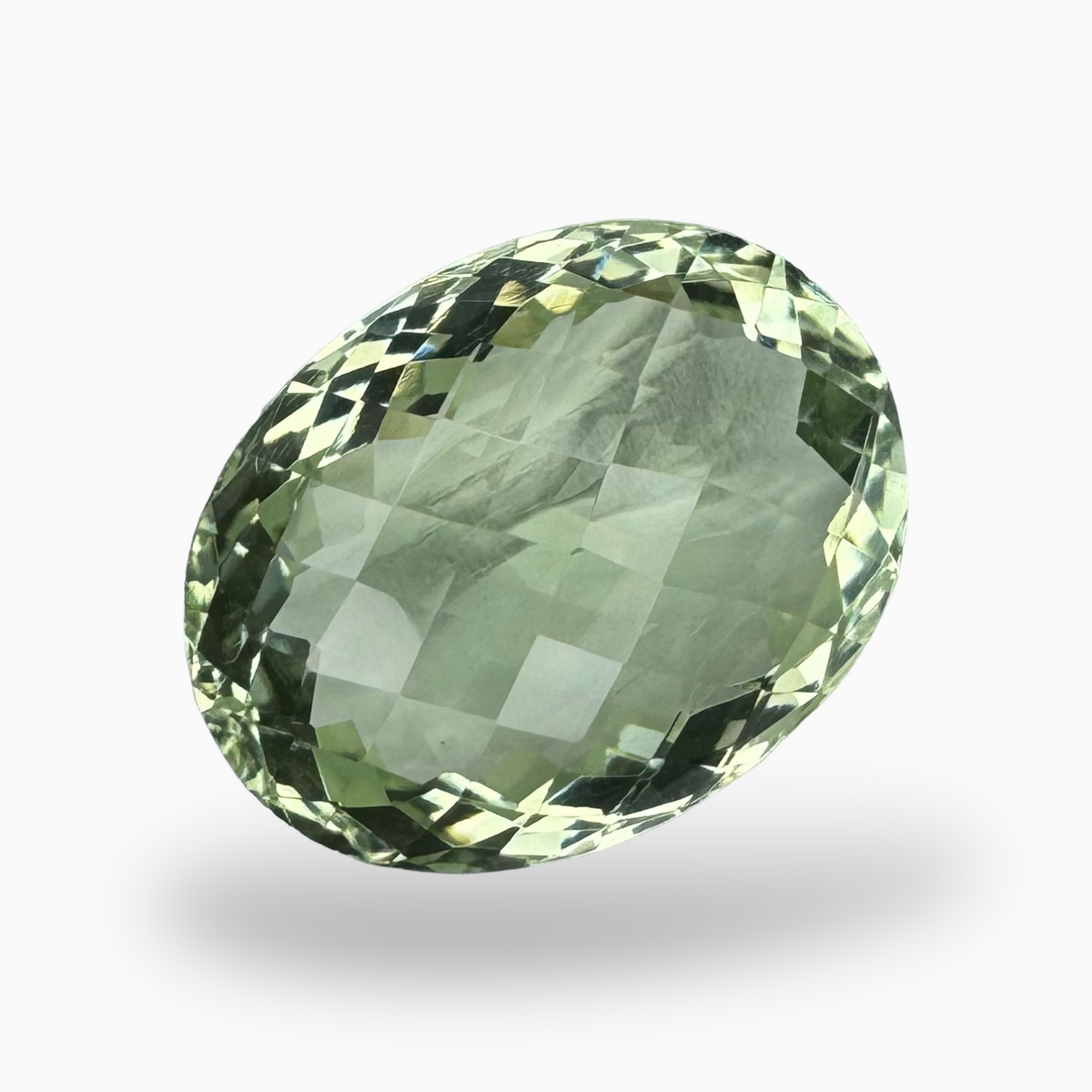 Natural Green Amethyst Stone Oval Shape 17.74 Carat Olive Color Rose Cut 19.6X15.1mm