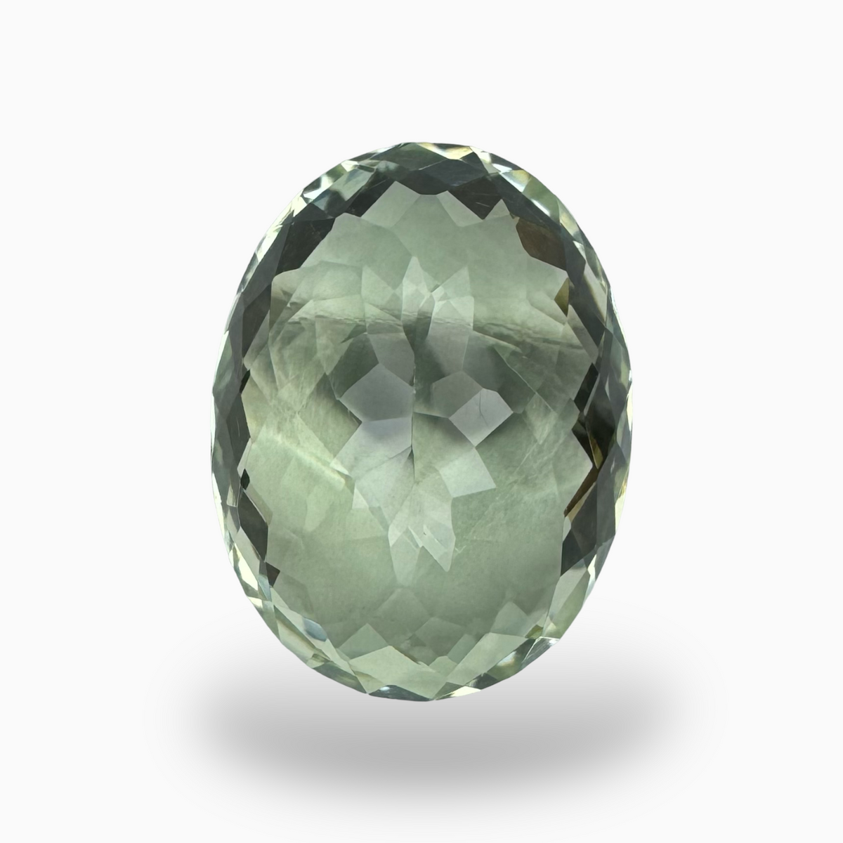 Natural Green Amethyst Stone Oval Shape 17.74 Carat Olive Color Rose Cut 19.6X15.1mm