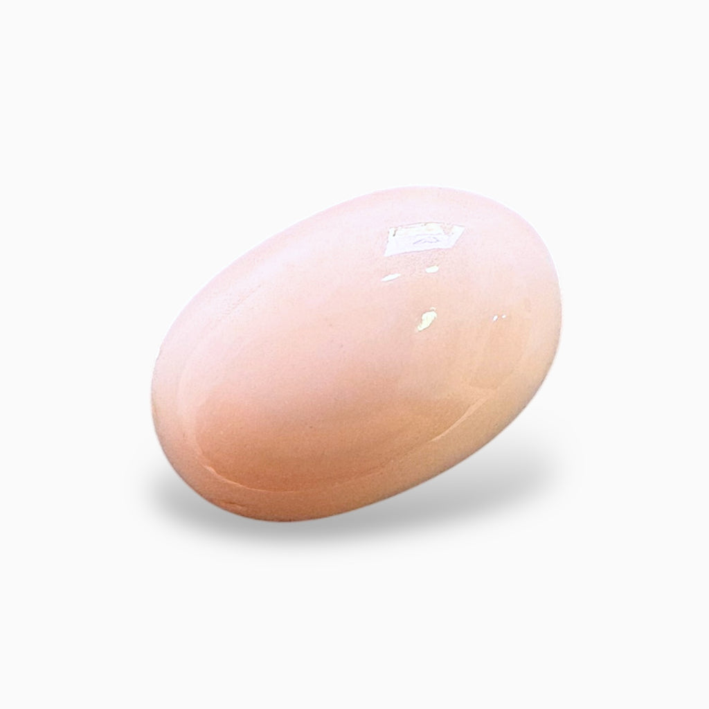 Natural Pink Coral Moonga Stone 13.39 Carats Oval Cabochon Shape 16.3x12.7mm
